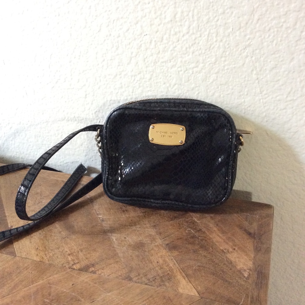 Michael Kors Black Croc Mini Crossbody Bag - Picture 2 of 3